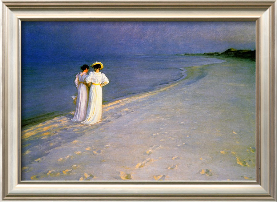 Summer Evening on the Skagen Southern Beach with Anna Ancher and Marie Kroyer - Peder Severin Kroyer Painting On Canvas